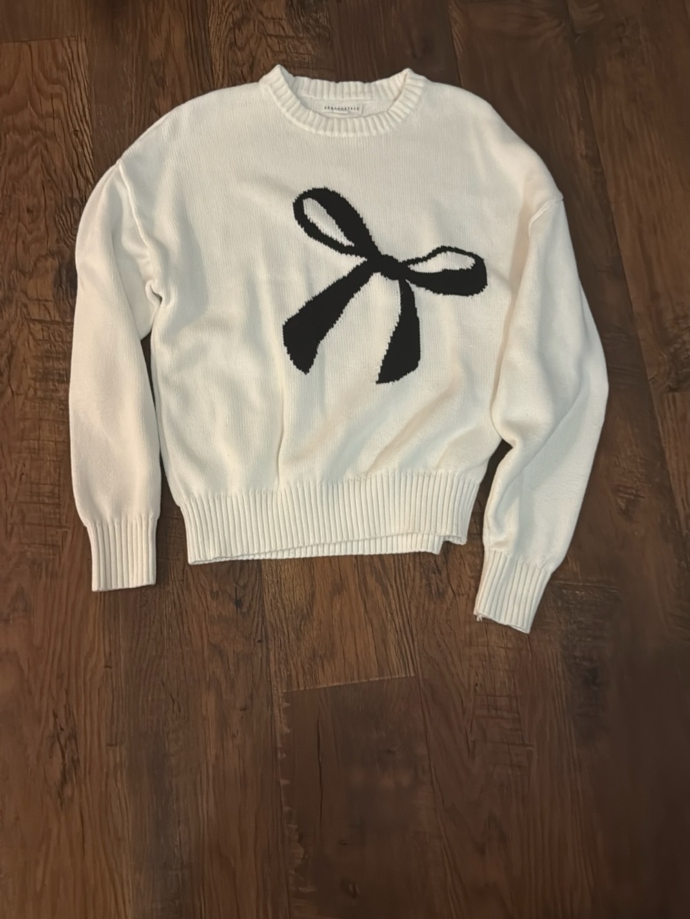 Aeropostale White Crewneck Sweater with Black Bow